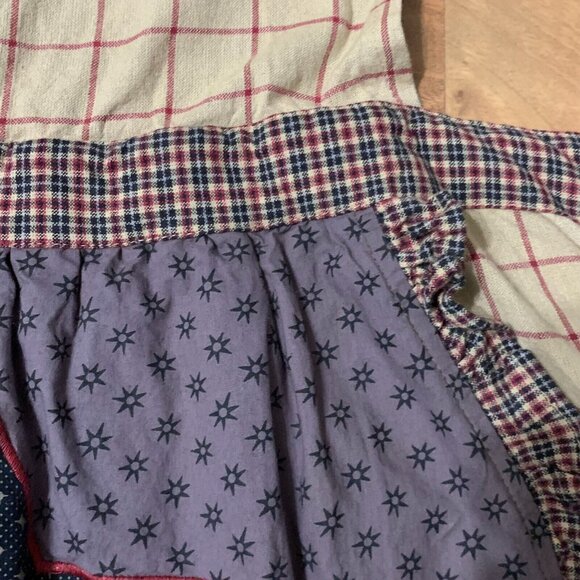 Nancy's Nook Tie Apron Farm House Star Brown Blue Plaid Kitchen India 4th July - Picture 4 of 11